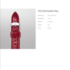 NWT Michele 18mm Red Snakeskin strap